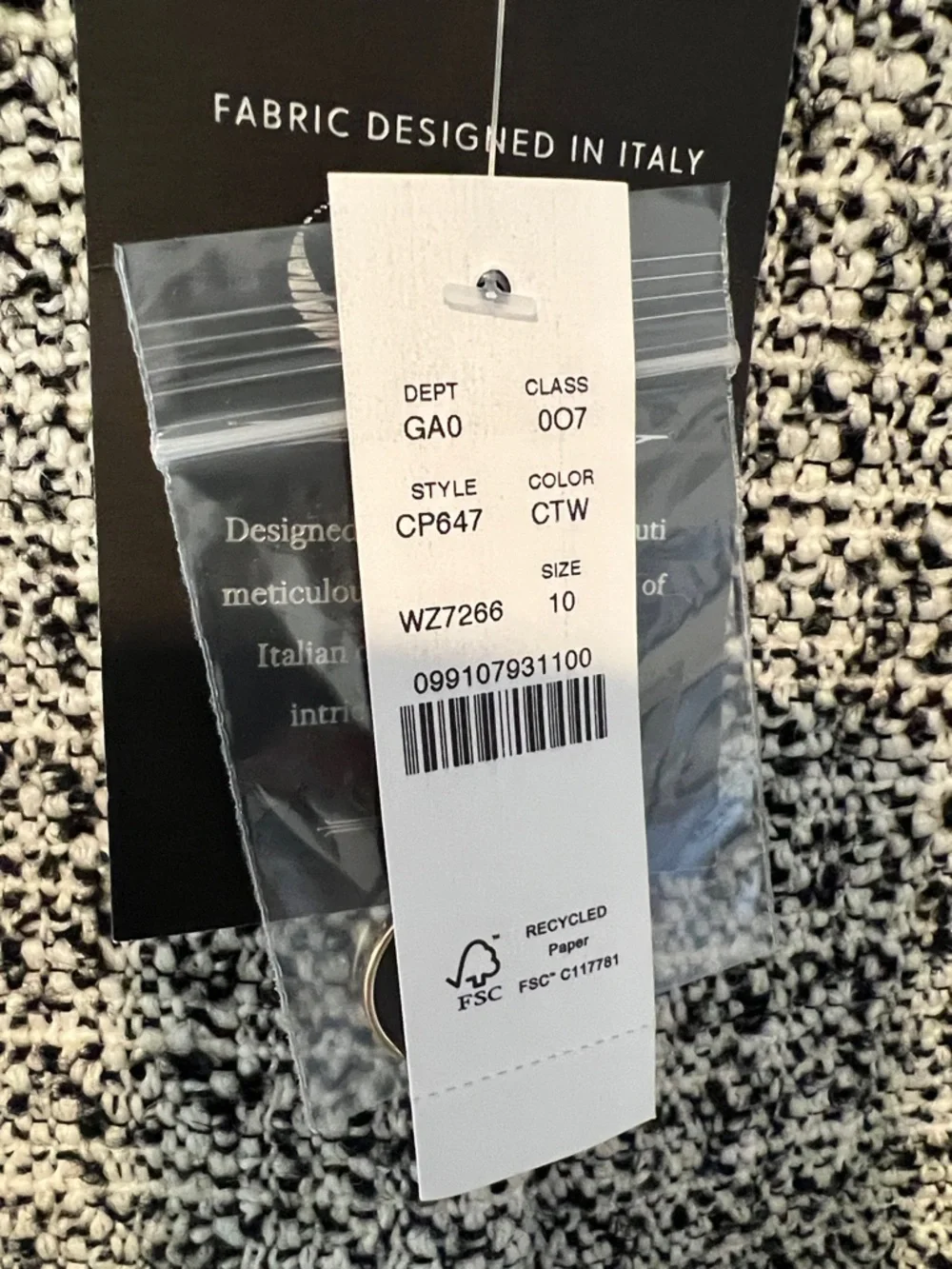 J. Crew Black and White Tweed Vest Size 10 NWT 0406263